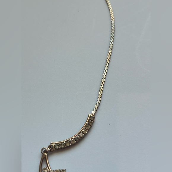 Vintage Gold Tone Rhinestone Statement Necklace Bridal Coquette Glam Choker 17in - Picture 10 of 16